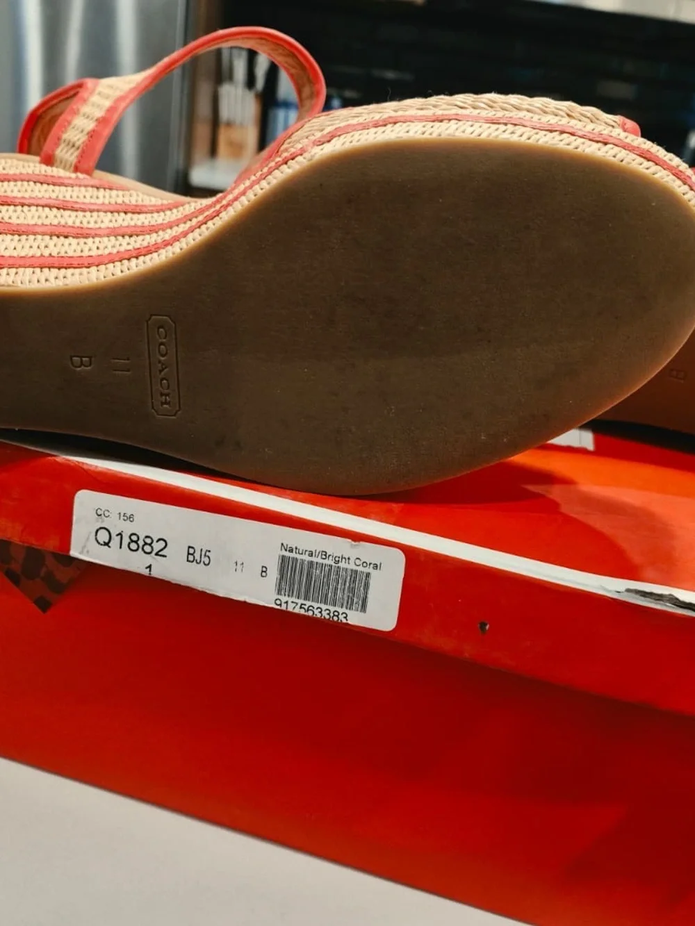 COACH GENEVA WEDGE NATURAL/BRIGHT CORAL Platforms Shoes  A0845 Size 11   NEW